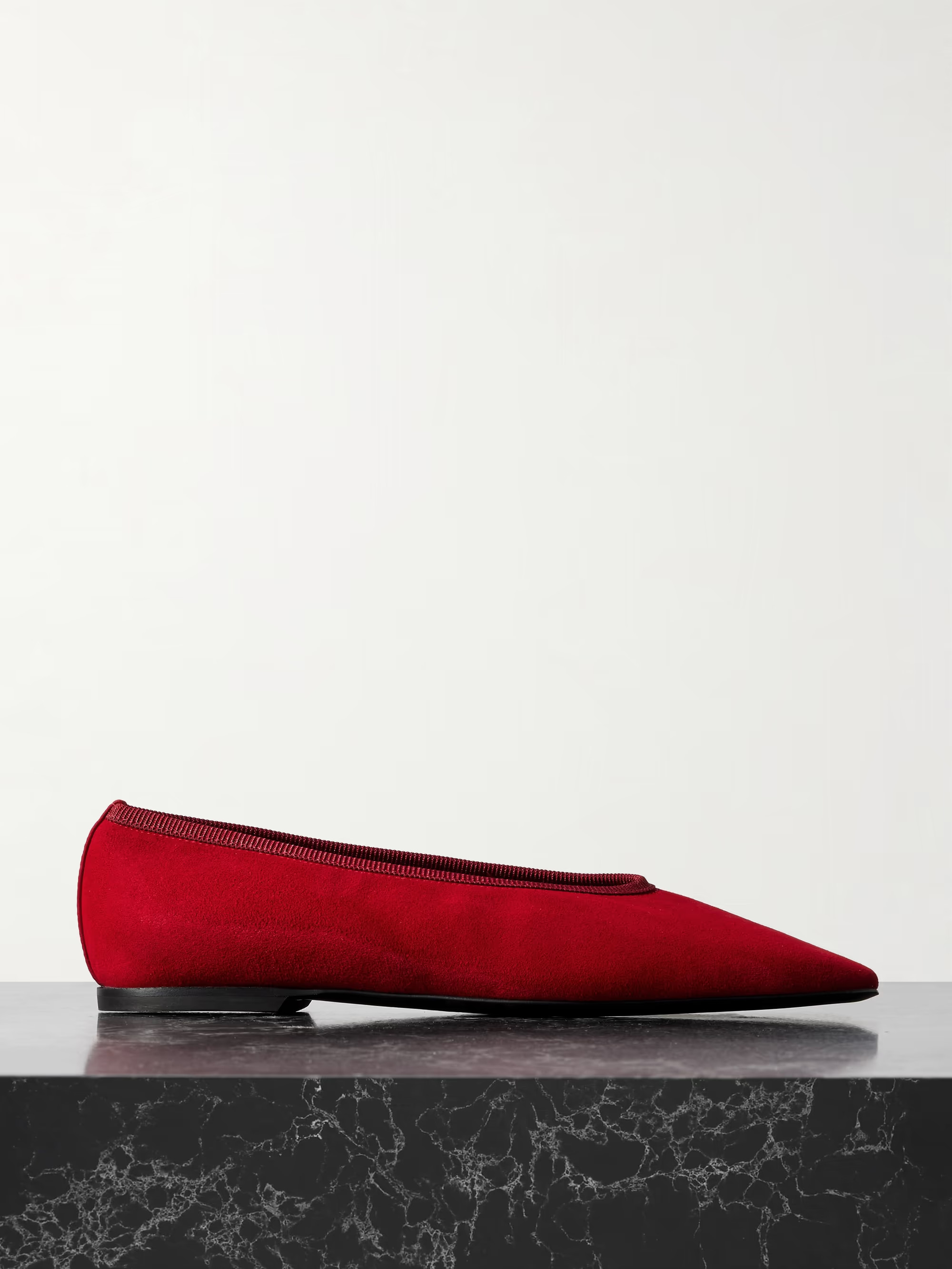 The Minimalist grosgrain-trimmed suede ballet flats | NET-A-PORTER (US)