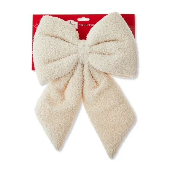 Ivory Sherpa Puffy Decorative Christmas Bow, 11", by Holiday Time - Walmart.com | Walmart (US)