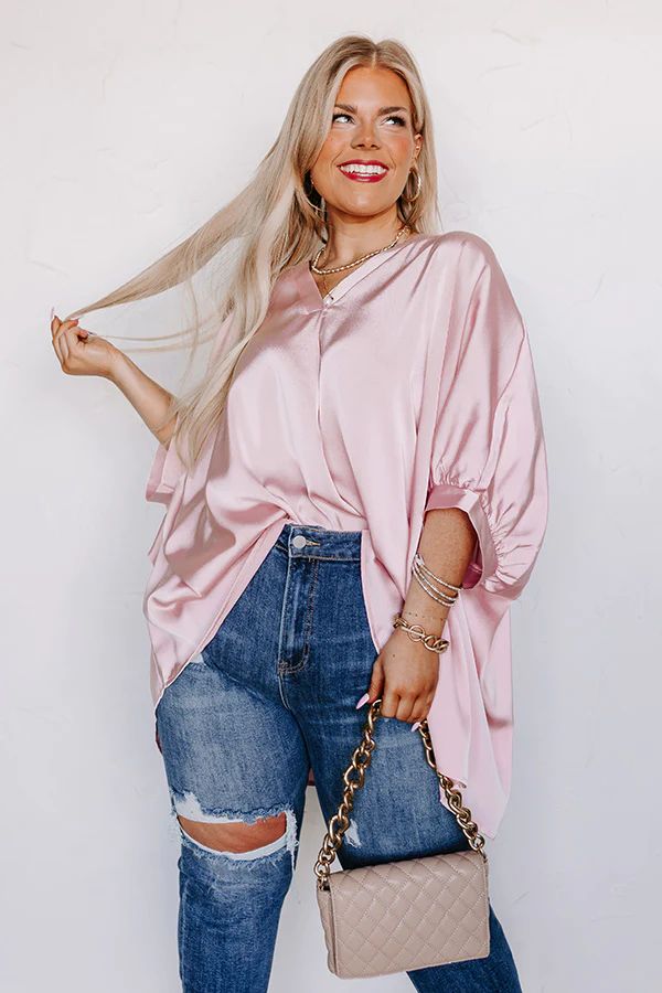 Everyday Dreams Satin Shift Top in Light Pink Curves | Impressions Online Boutique