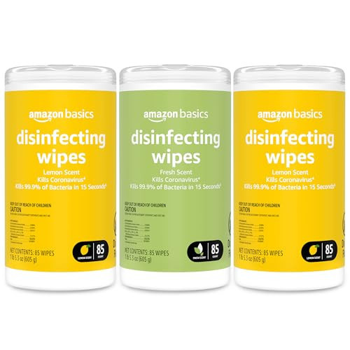 Amazon Basics Disinfecting Wipes, Lemon & Fresh Scent, Sanitizes/Cleans/Disinfects/Deodorizes, 255 Count (3 Packs of 85) | Amazon (US)