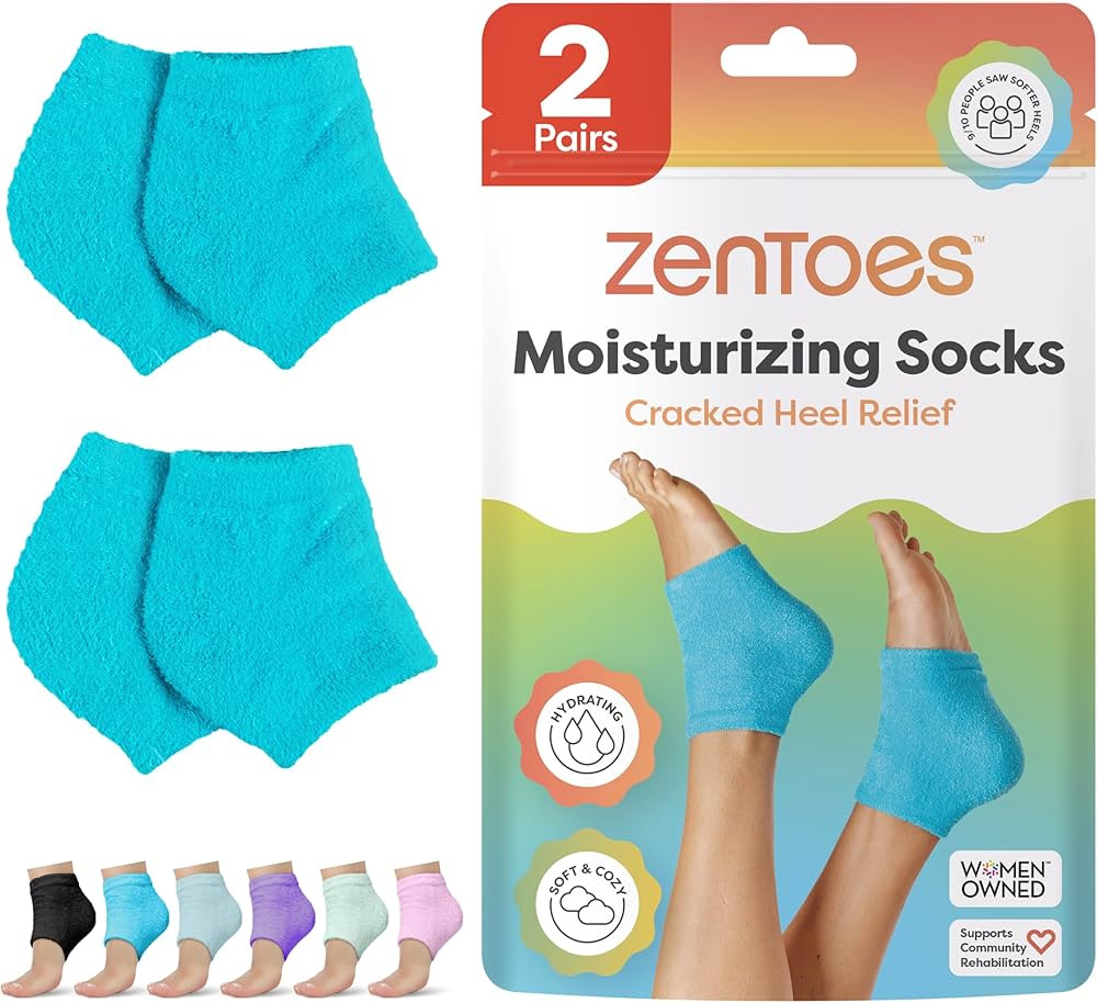ZenToes Moisturizing Socks for Cracked Heel Treatment, Vitamin E, Olive Oil and Jojoba Oil Heel S... | Amazon (US)