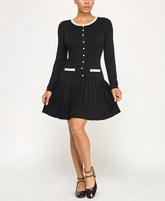INVITEE Juniors' Long Sleeve Crew Neck Sweater Dress - Macy's | Macy's