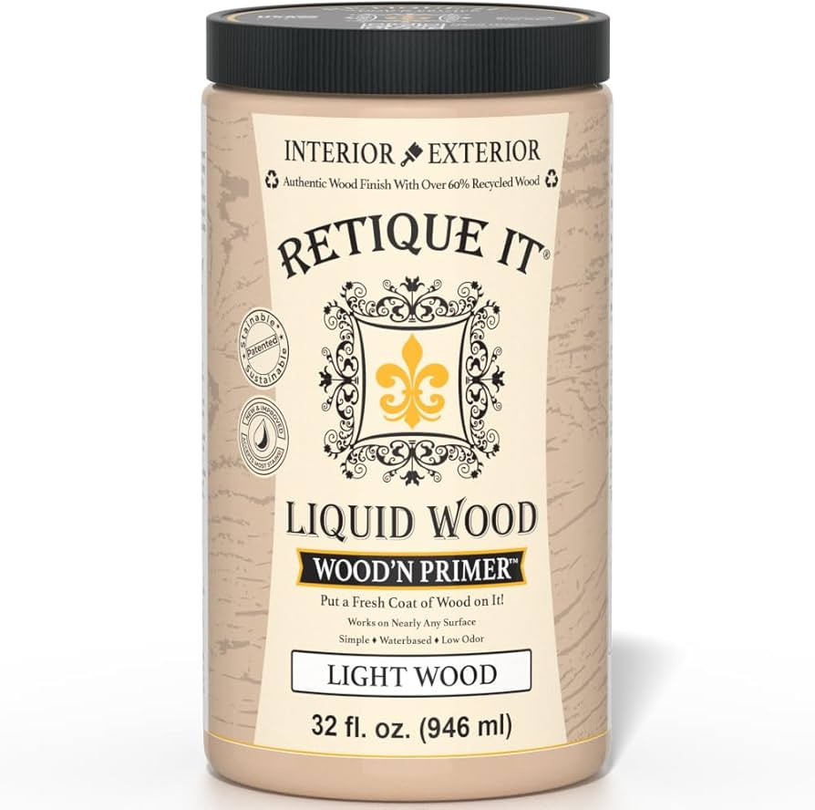 Retique It Wood'n Primer - Paint it then stain it - Stainable Wood Fiber Paint (Light Wood, Large... | Amazon (US)
