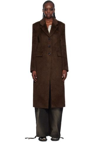 Brown Single-Breasted Coat | SSENSE