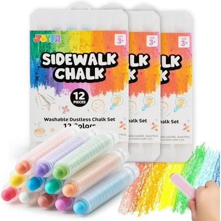 Joyfy Dustless Chalk for Kids, 36 PCS Colored Chalk with Holder Washable and Non-Toxic Art Tool for Blackboard Drawing Writing | Walmart (US)