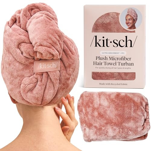 Kitsch Plush Microfiber Hair Towel Wrap for Women - Hair Turbans for Wet Hair, Super Absorbent Drying Towel - Quick Dry, Anti-Frizz - for Long & Short, Wet & Curly Hairs - Terracotta | Amazon (US)