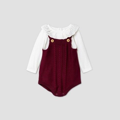 Baby Girls' Sweater Bubble Top & Bottom Set - Cat & Jack™ Burgundy | Target