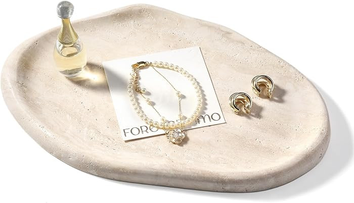 Koville Luxurious Natural Marble Vanity Tray, Cloud Shape Serving Stone Key Tray for Home Decor, 10" x 7" Marble Storage Trays for Bathroom, Stone Plate Holder for Perfume, Candle and Jewelry | Amazon (US)
