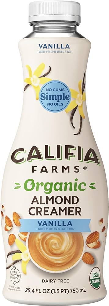 Califia Farms - Organic Vanilla Almond Milk Coffee Creamer, 25.4 Oz, Dairy Free, Plant Based, Veg... | Amazon (US)