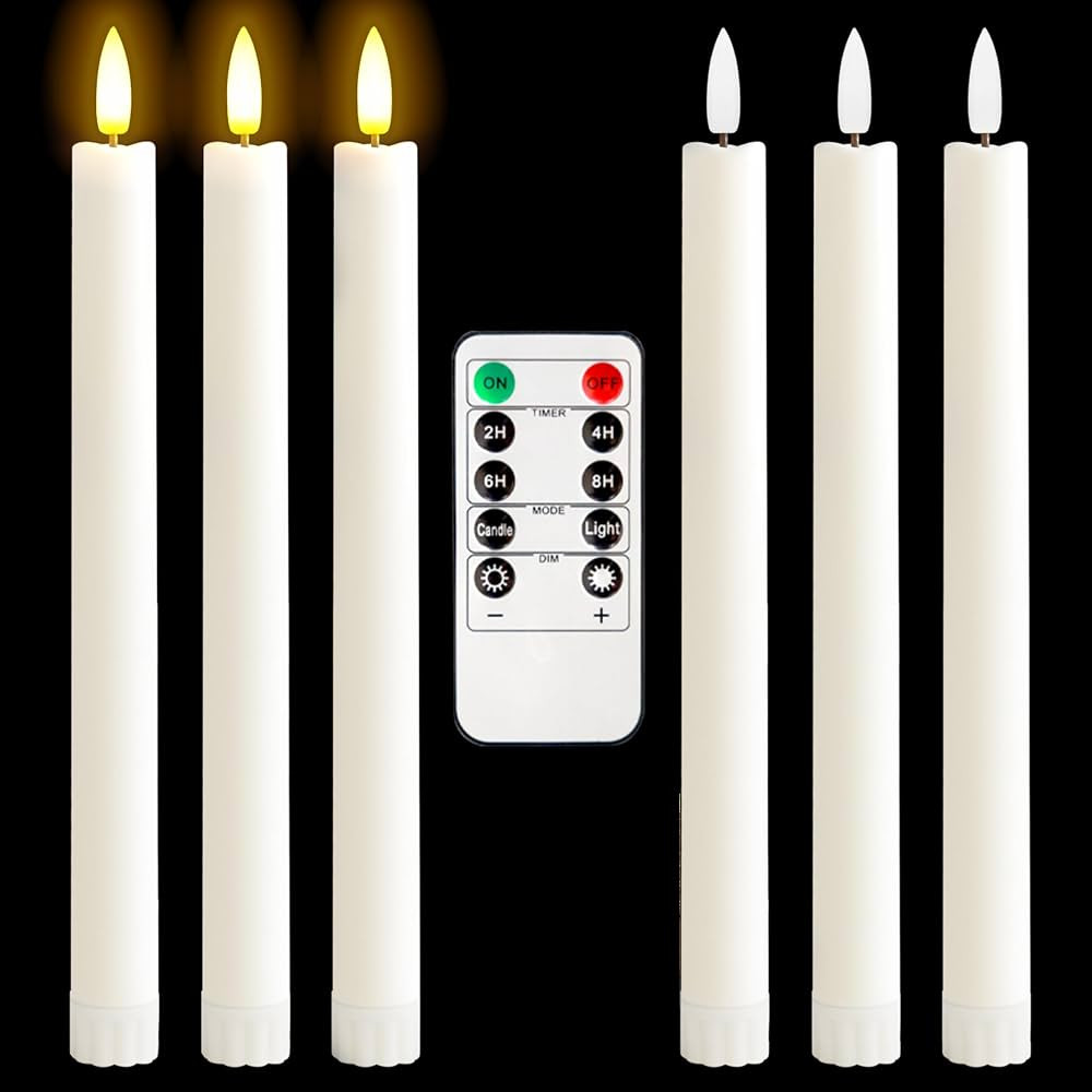 3D Black Wick Led Battery Operated Flameless Taper Candles Light with Remote Timer, Electric Fake... | Amazon (US)