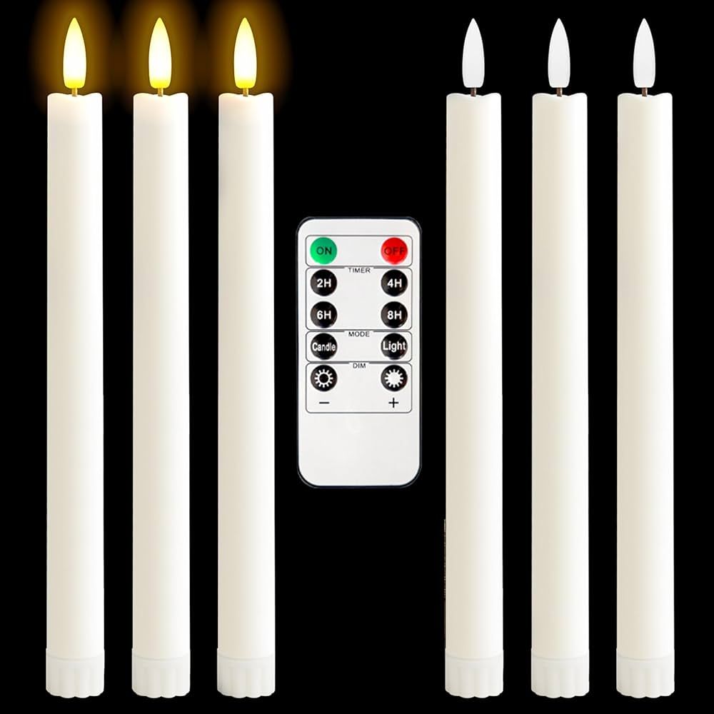 3D Black Wick Led Battery Operated Flameless Taper Candles Light with Remote Timer, Electric Fake... | Amazon (US)