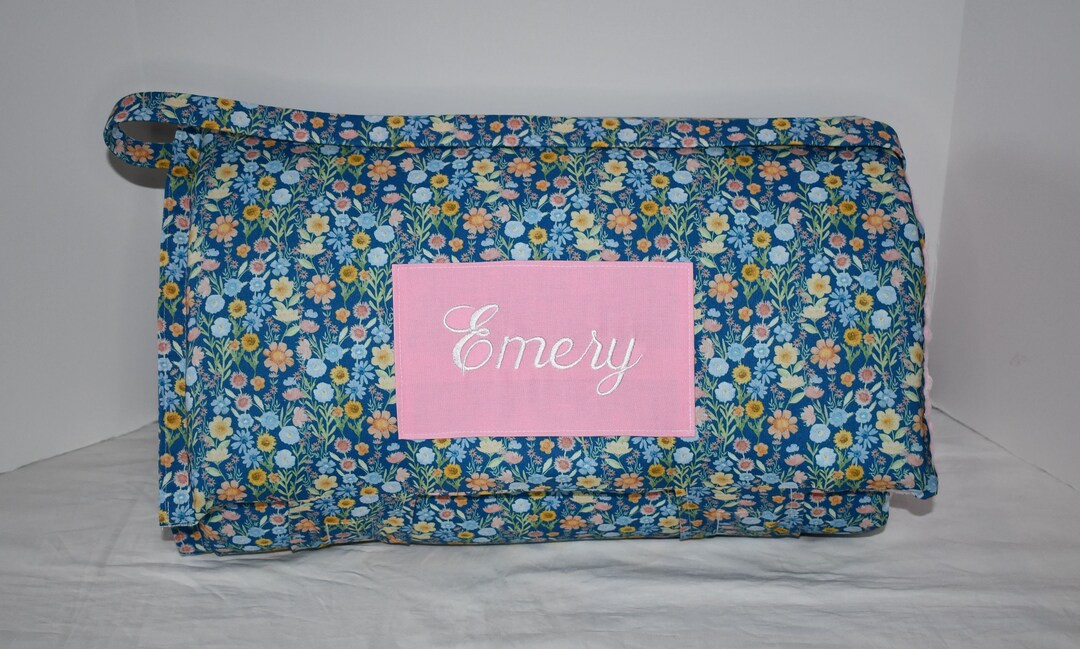 Wild Flower Artistic Watercolor Floral Garden Memory Foam Kids Nap Mat With Light Pink Minky Dot ... | Etsy (US)