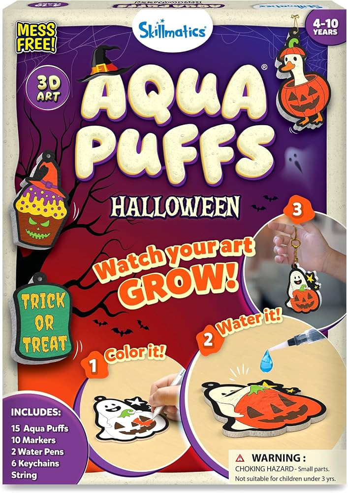 Skillmatics Halloween Aqua Puffs \u2013 3D Art Kit, Paint By Number Kit | Amazon (US)
