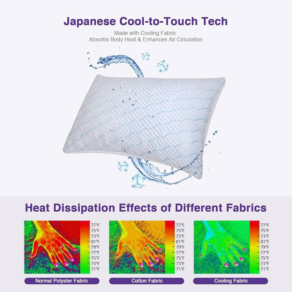 Cooling King Size Pillows, Pillow King Size Set of 2 Shredded Memory Foam, Cool Cold for Sleeping... | Amazon (US)