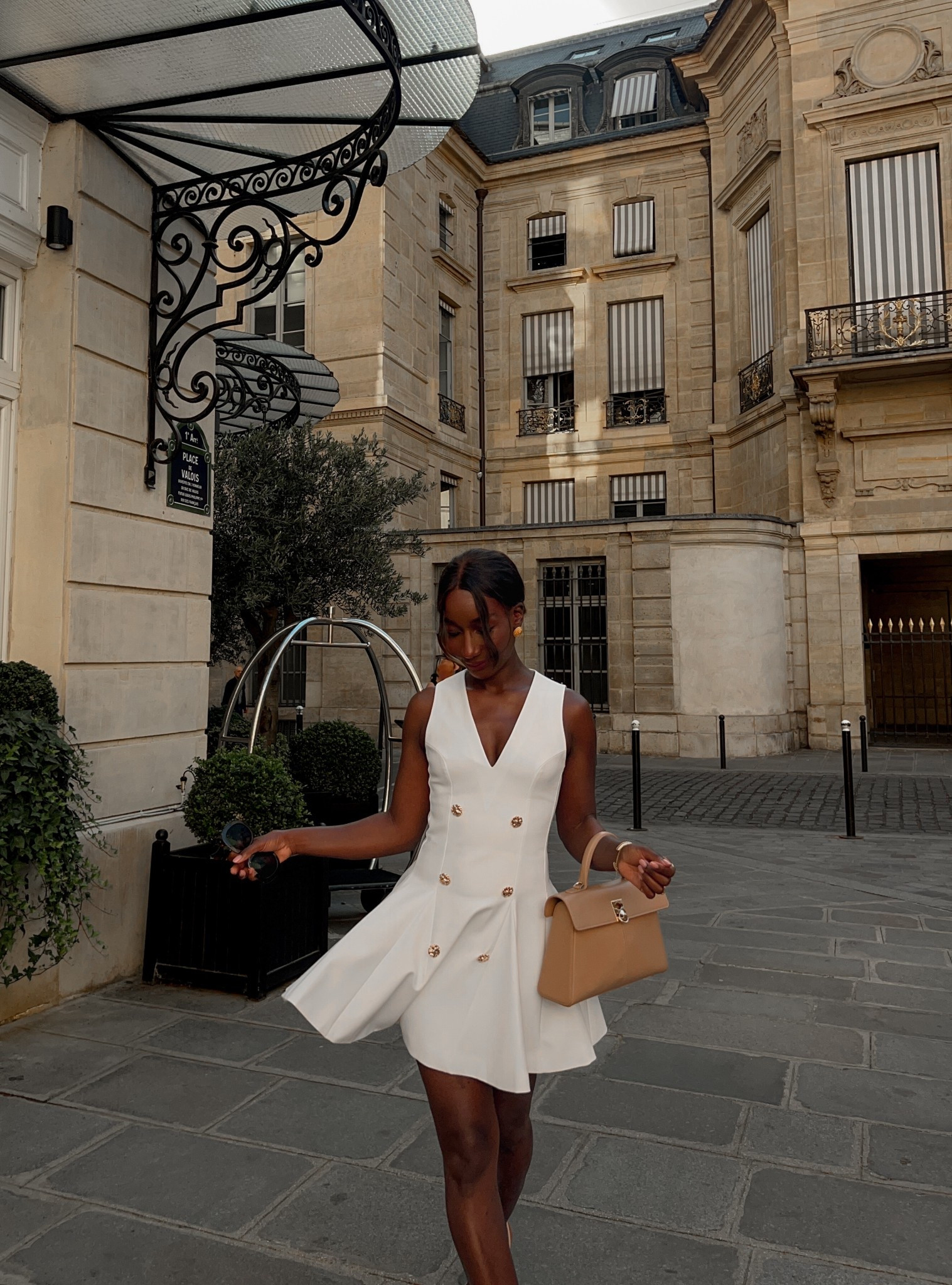 An elegant white summer dress 
