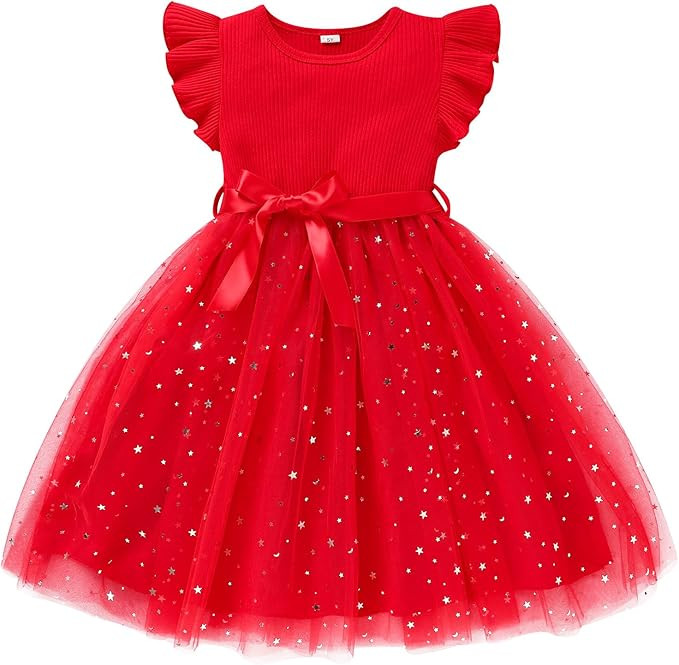Sinhoon Toddler Girl Tulle Dress Summer Ruffle Sleeveless Baby Girl Fashion Casual Dresses 1-6Y | Amazon (US)