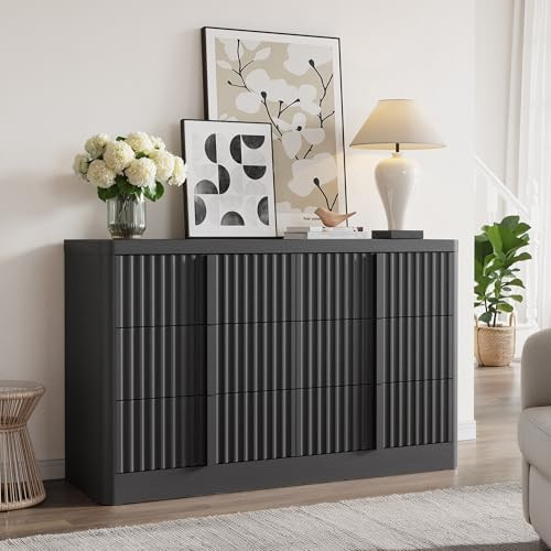 Fluted Dresser for Bedroom, 47" Wide 6 Drawer Dresser, Modern Chest of Drawers with Solid Wood Ha... | Amazon (US)