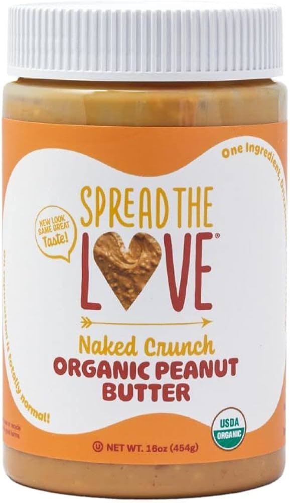 Spread The Love NAKED CRUNCH Organic Peanut Butter, 16 oz Jar, 1 Pack | Amazon (US)