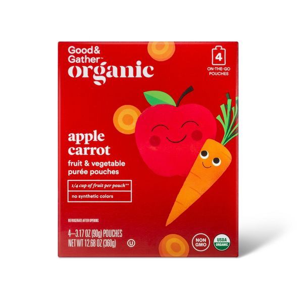 Organic Applesauce Pouches - Apple Carrot - 4ct - Good & Gather™ | Target