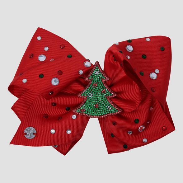 Girls' JoJo Siwa Christmas Tree Bow Hair Clip - Red | Target