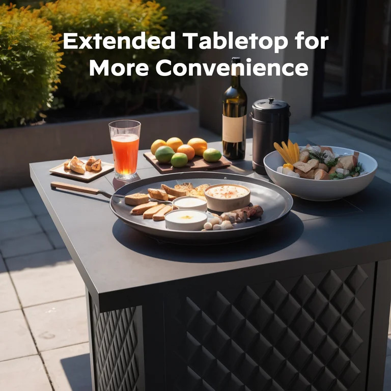 32" Outdoor Propane Fire Pit Table with Lid,Lava Rock and 50,000 BTU for Patio Garden Party,Black | Walmart (US)