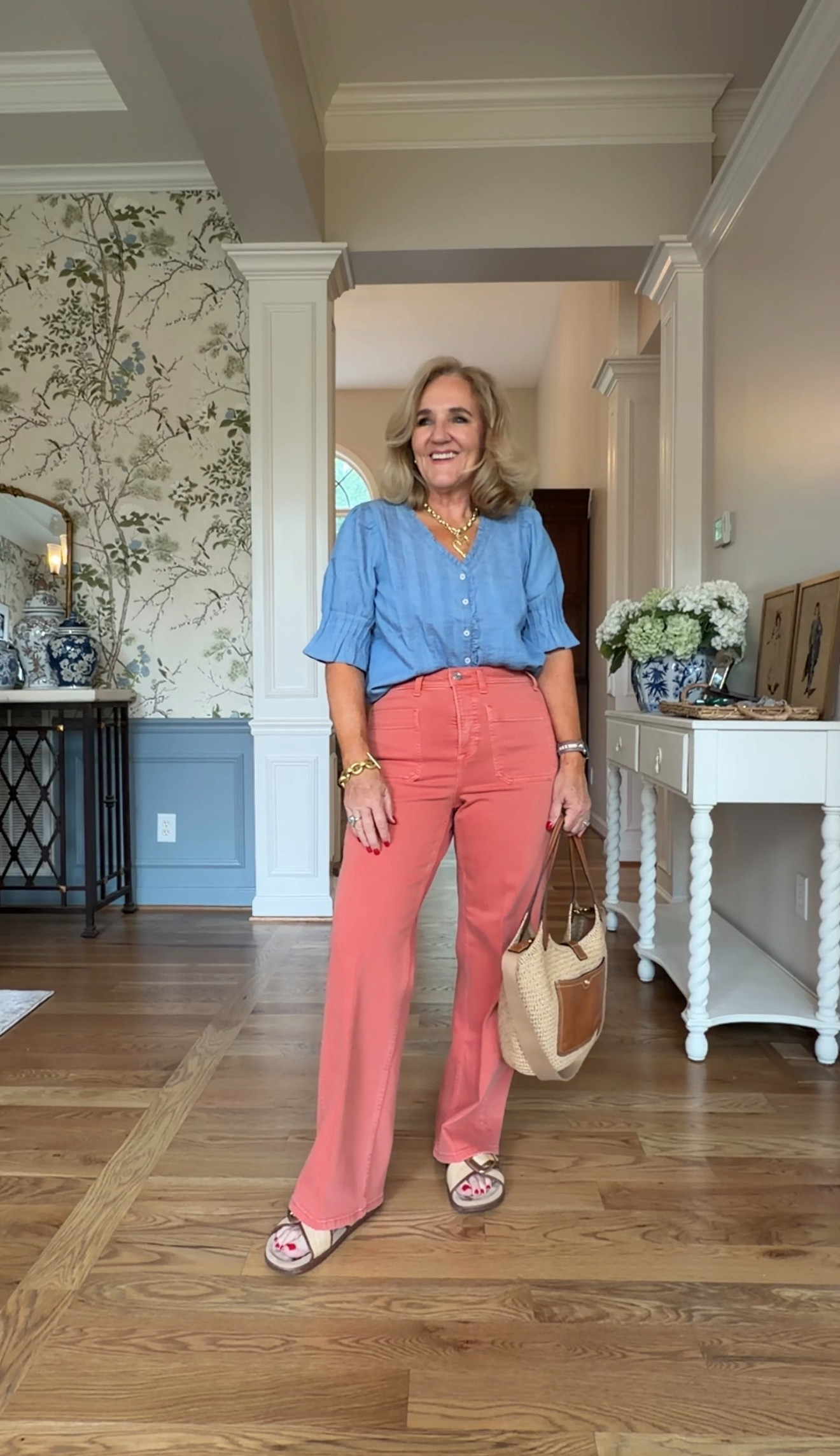I love how the lightweight feminine blouse balances the structured denim for a look that feels polished, colorful, and effortless all at the same time 🫶🏻 

 #LTKootd #LTKSeasonal #LTKSaleAlert