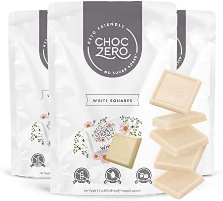 ChocZero's White Chocolate Squares - No Sugar Added, Low Carb (3 Bags, 30 pieces) | Amazon (US)