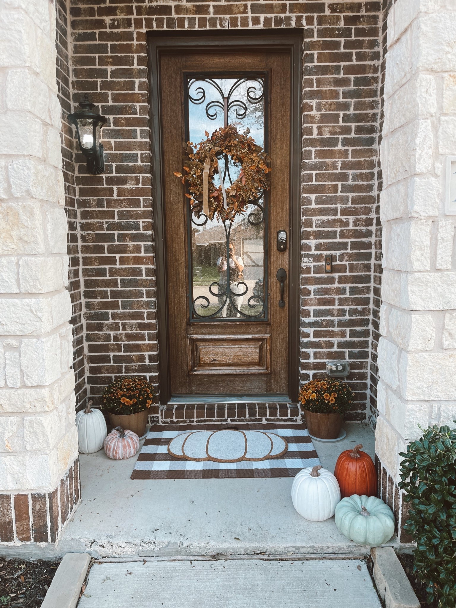 Fall porch decor 
Hobby lobby pumpkins
Home Depot mums
Amazon door mats
Hobby lobby fall wreath

#LTKSeasonal #LTKHalloween #LTKHome