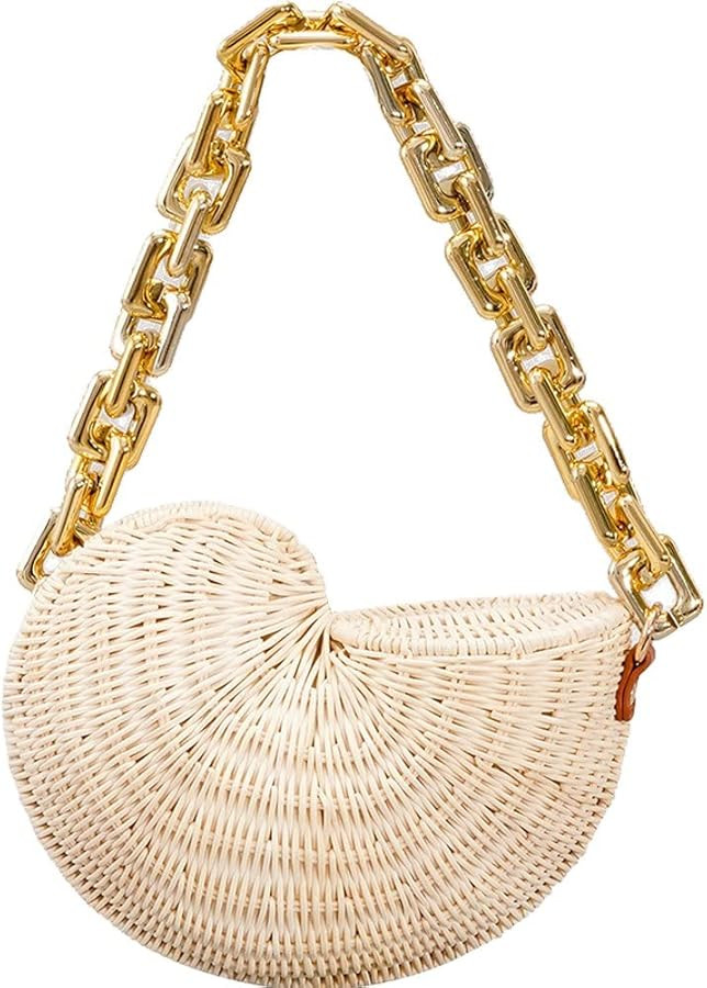 Wicker Woven Handbag Rattan Conch Bag Summer Beach Bag Fashion Small Purse for Women Girls Vacati... | Amazon (US)