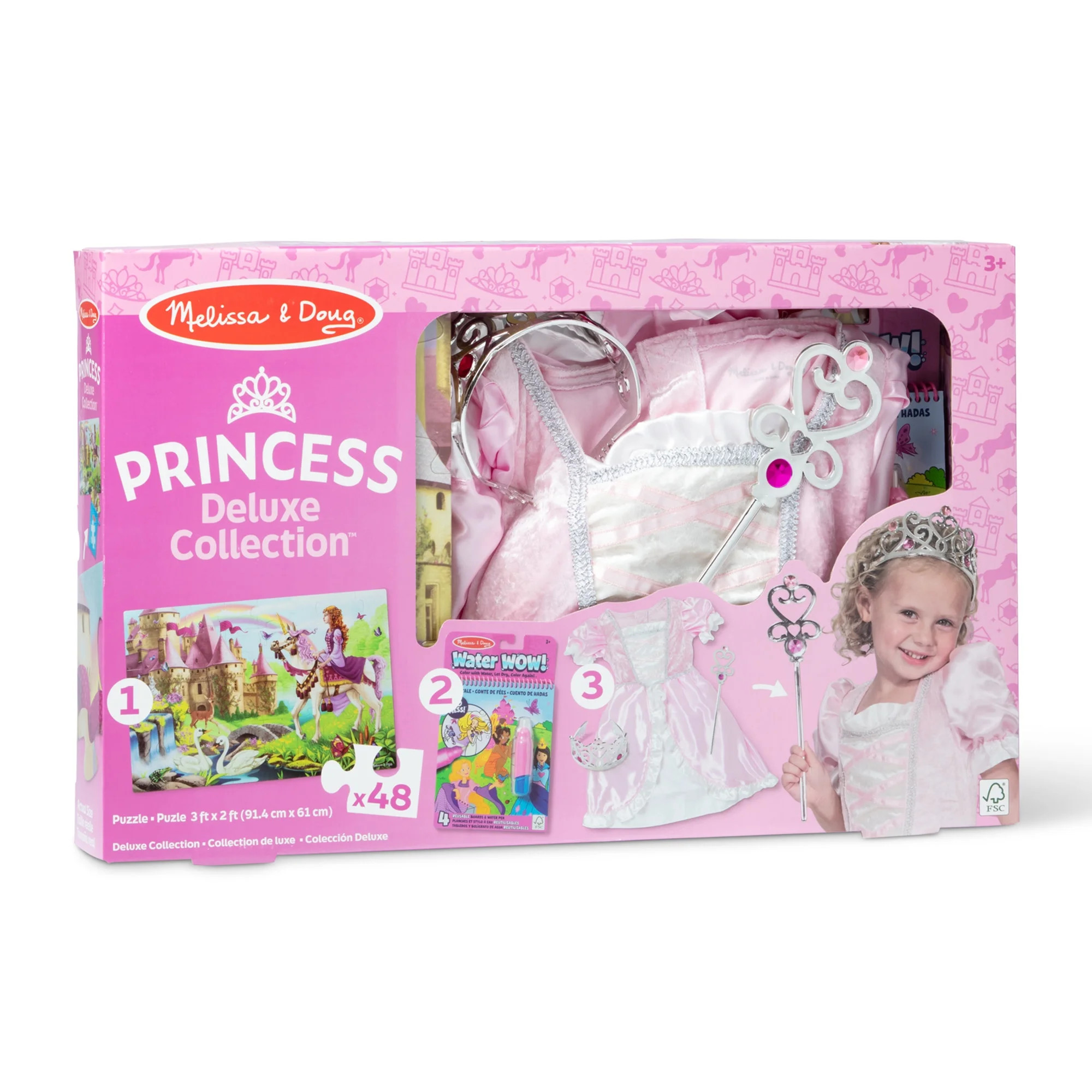 Melissa & Doug Princess 3-in-1 Deluxe Collection Themed Gift Set – Costume Role Play, Puzzle, W... | Walmart (US)