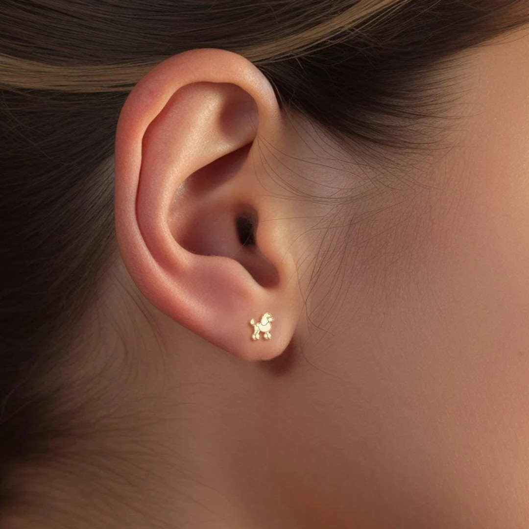 Poodle Earrings Handcrafted in Gold Filled, Sterling Silver, Rose Gold Filled or 14K Solid Gold C... | Etsy (US)