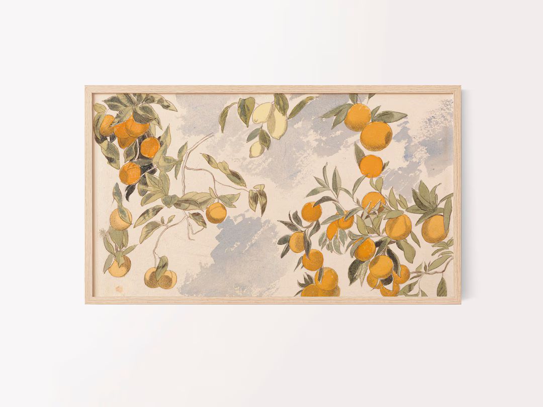 Samsung Frame TV Art File, Vintage Watercolor, Fruit Trees, Neutral, Oranges, Lemons- Citrus Stud... | Etsy (US)