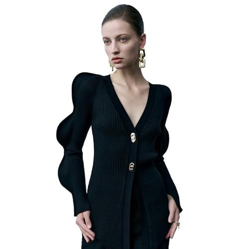 URBAN REVIVO Women's Knit Cardigan Sweaters Long Sleeve Button Down Open Front Casual Outwear Tre... | Amazon (US)