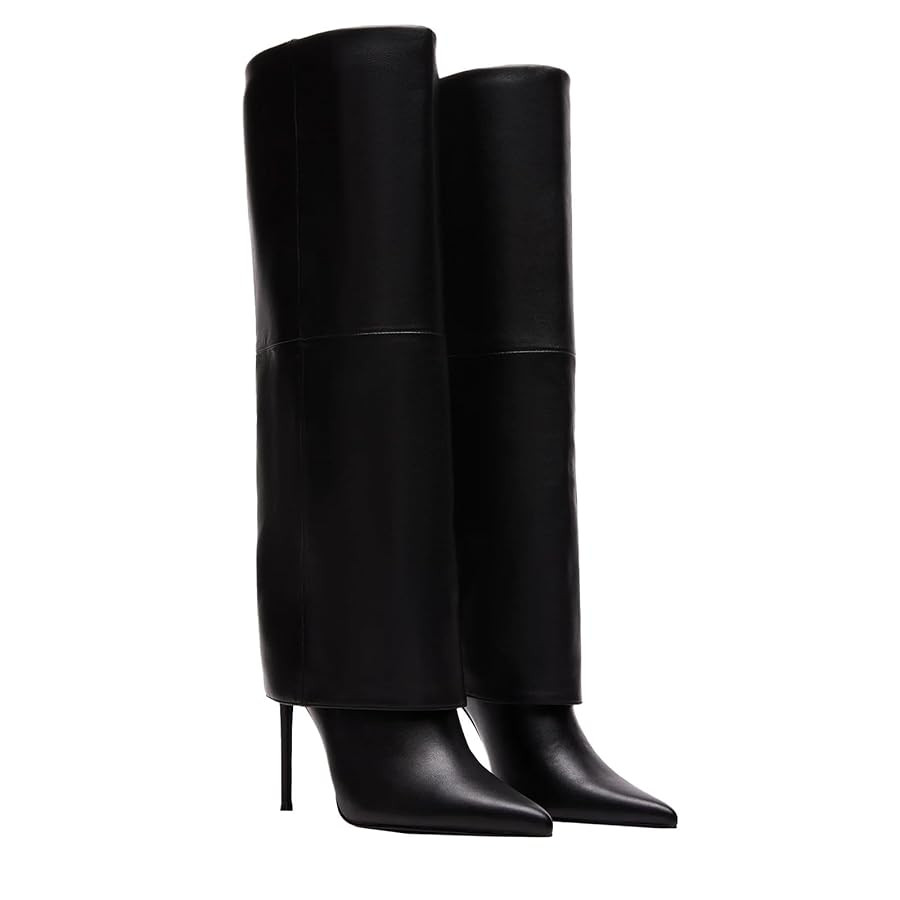 Femflame Fold Over Knee High Boots - Wide Calf, Pointed Toe Stiletto Heel, Tall Boots | Amazon (US)