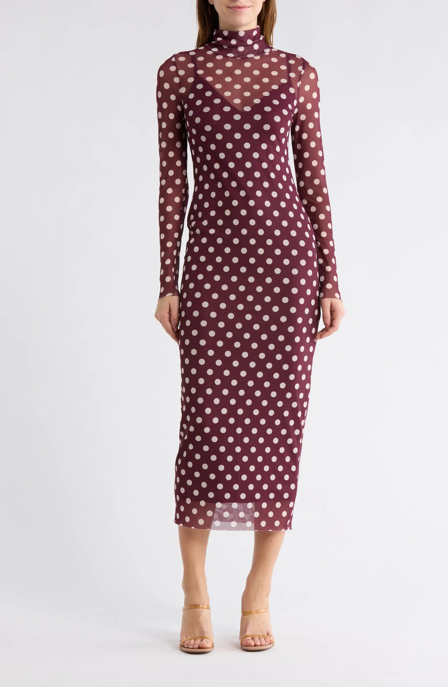 AFRM LOS ANGELES Marni Turtleneck Long Sleeve Mesh Dress | Nordstromrack | Nordstrom Rack