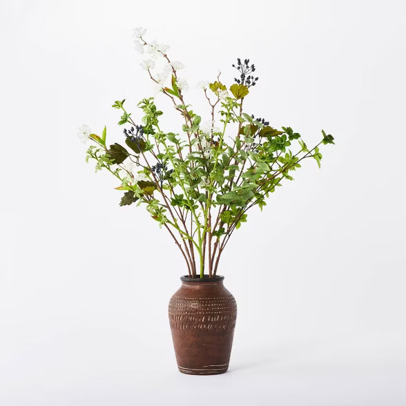 24" x 16" Artificial Gypsophila Blueberry Arrangement in Ceramic Pot - Threshold™ designed with... | Target