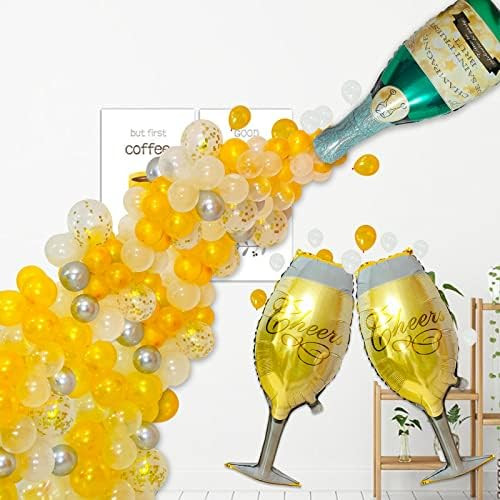 116pcs Champagne Balloon Garland Arch Kit, 40" Giant Champagne Bottle Balloons & 2 pcs Wine Glass... | Amazon (US)
