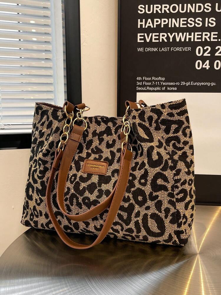 Leopard Print Canvas Tote Bag, Vintage Shoulder Bag, Fashion Handbag, Suitable For School, Work And Shopping, Autumn/Winter Fashionable Leopard Print Women's Wallet New Autumn/Winter Tiger Print Women's Bag | SHEIN