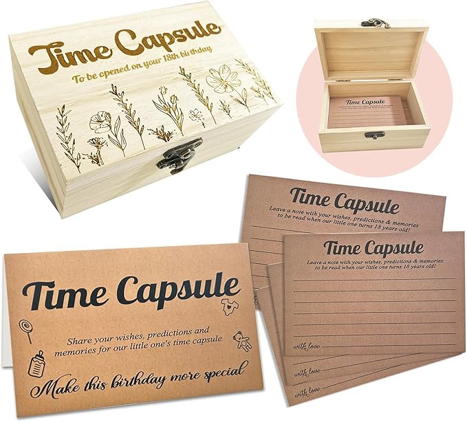 Baby Time Capsule Box 1st Birthday, Time Capsule Cards For First Birthday Party Games, 1st Birthd... | Amazon (US)