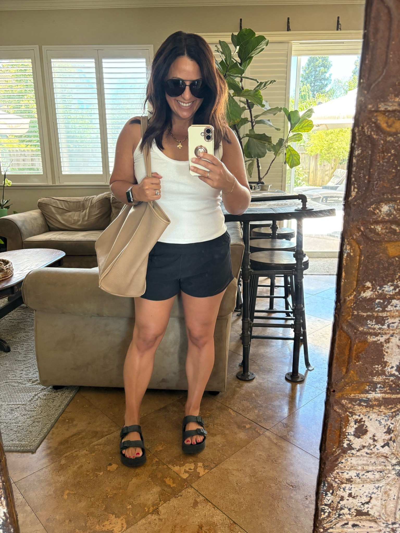 The Shorts I Wear on Repeat (+ an Amazon Dupe!)

￼ My everyday summer mom uniform ☀️🤍

This is what I actually wear on repeat for errands, pool days, coffee runs, and all the chauffeuring in between. Comfortable, easy, and pieces I reach for again and again.

I’m wearing my Lululemon Hotty Hot shorts, but I also found an Amazon version that’s a fraction of the price with amazing reviews, so I linked both! You can decide which works best for your budget. 🙌

I’ve linked everything—from the tank and sandals to my tote, sunglasses, and jewelry.

#LTKmomlife #LTKOver40 #LTKfitnessgoals