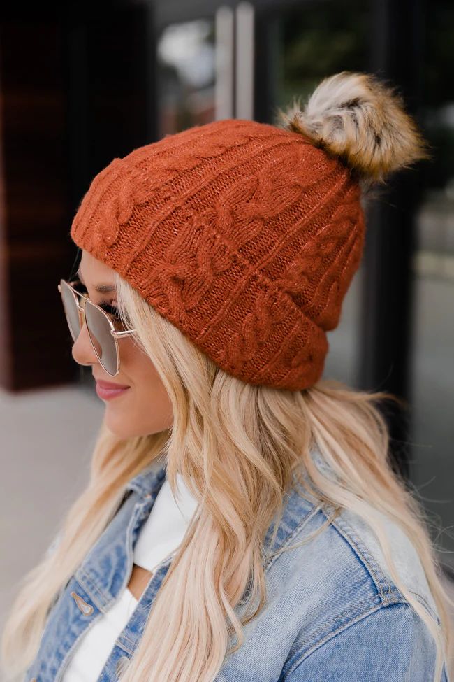 Off In The Distance Rust Pom Beanie FINAL SALE | The Pink Lily Boutique