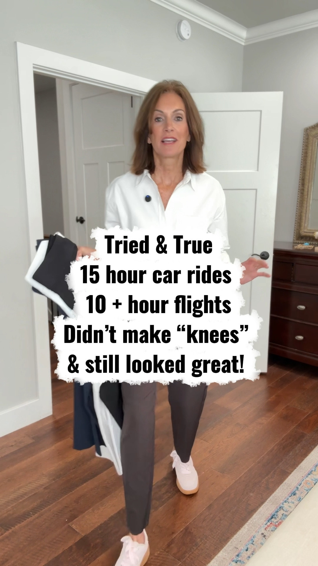 Y’all my all time favorite travel pants!!! 
22% - 40% off not sure how long it will last!!!

I wear size 6 and I own both tall and regular length 

Shirt is small tall and doesn’t wrinkle! So good! 

#LTKTall #LTKTravel #LTKSaleAlert