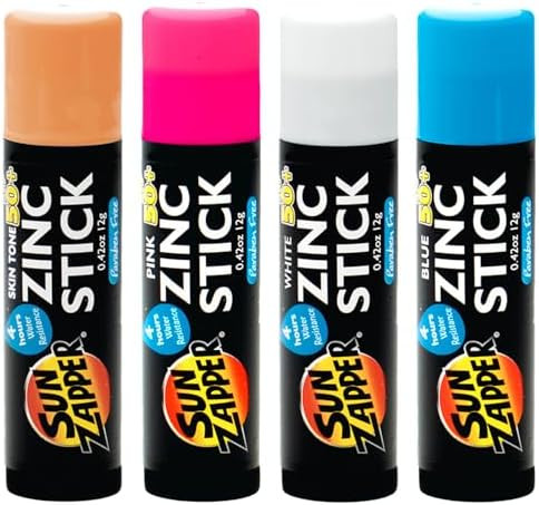 Sun Zapper   Zinc Oxide Mineral Sunscreen Stick (Pink, Blue, Green, Yellow) SPF 50+ Water Resista... | Amazon (US)