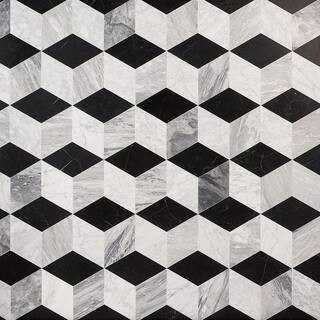 Joelle Grigio 8 in. x 9.21 in. Honed Marble Floor and Wall Mosaic Tile (0.51 sq. ft. /Each) | The Home Depot