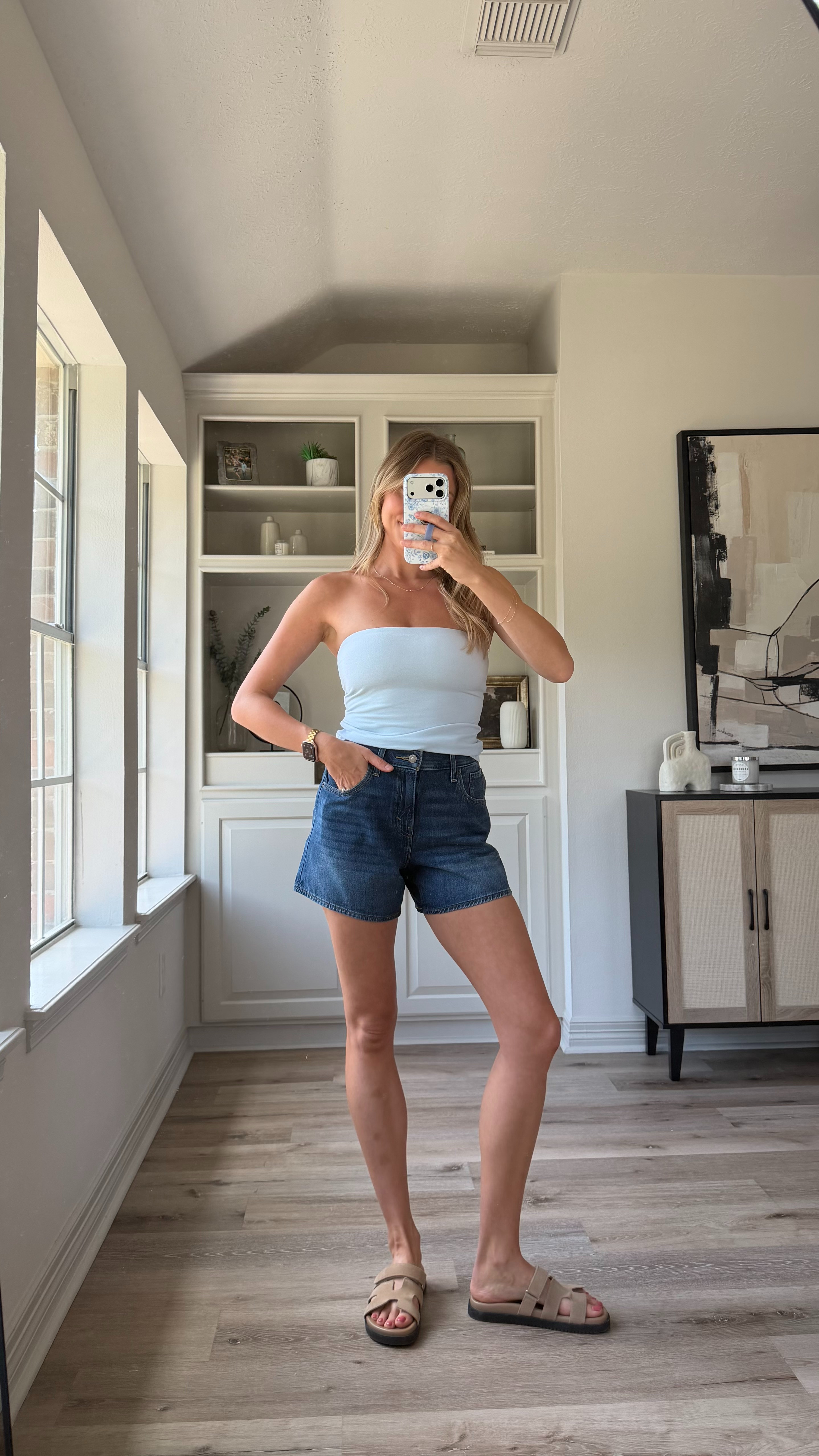 Cutest tube top, with built in bra! Wearing S in top, 26 in denim shorts  

 #LTKootd #LTKmomlife