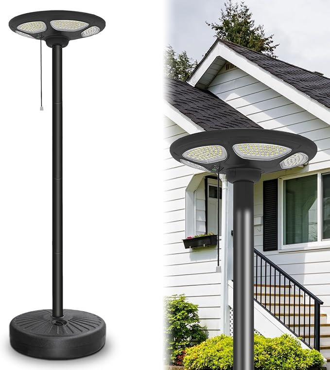 Solar Lamp Post Light Outdoor, 2600 LM Solar Street Light with Remote Control, Adjustable Light P... | Amazon (US)
