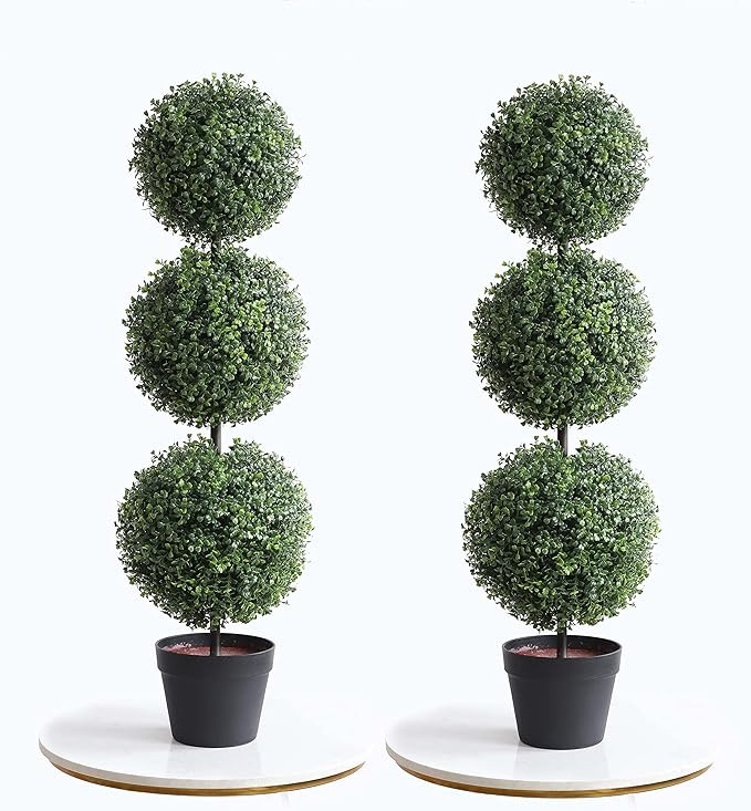 momoplant Artificial Cypress Topiary Ball Tree -Triple Ball Boxwood- 37Inchs Triple Ball Boxwood ... | Amazon (US)