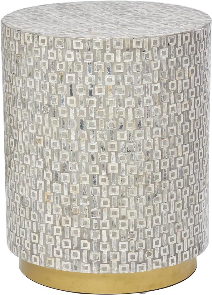 Deco 79 Mother of Pearl Shell Side Accent End Table with Gold Base, CONVENIENTLY SIZED, GRAY | Amazon (US)