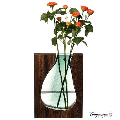 Uniquewise Large Wood and Glass Inlay Vase - Merging the Natural Warmth and Texture of Wood with the Elegance and Colo of glass | Target