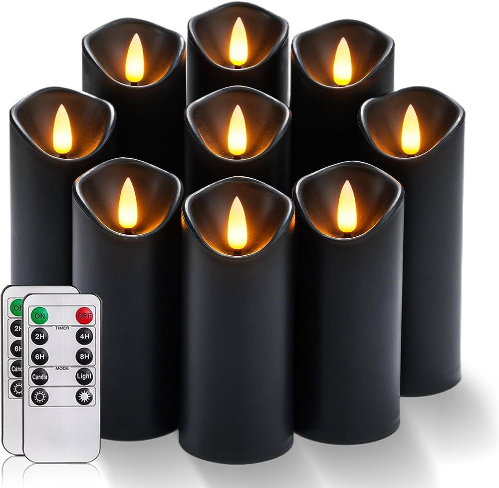 Homemory Black Flameless Candles, Halloween Candles, Battery Operated Candles, LED Pillar Candles... | Amazon (US)
